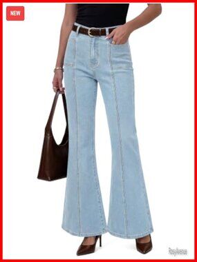 Women's High Waist Flare Jeans Stretchy Bell Bottom Denim Pants